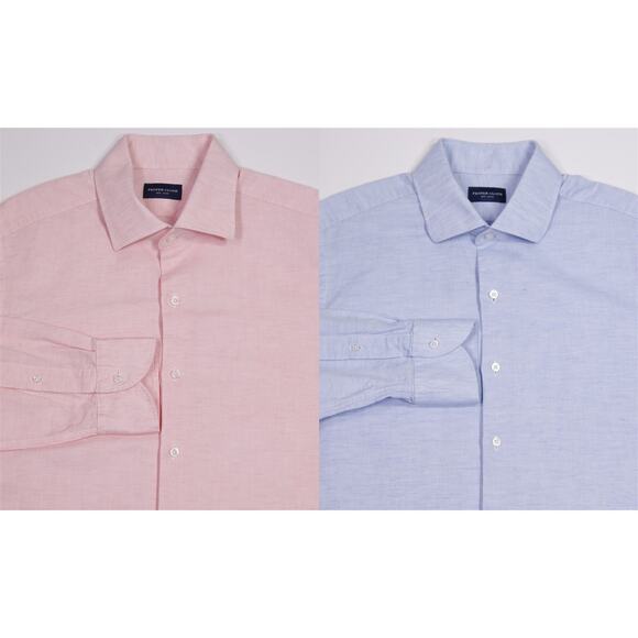 Proper Cloth Lot of 2 Custom Made Cotton Linen Button-Up Shirts Slim Medium - Picture 1 of 12